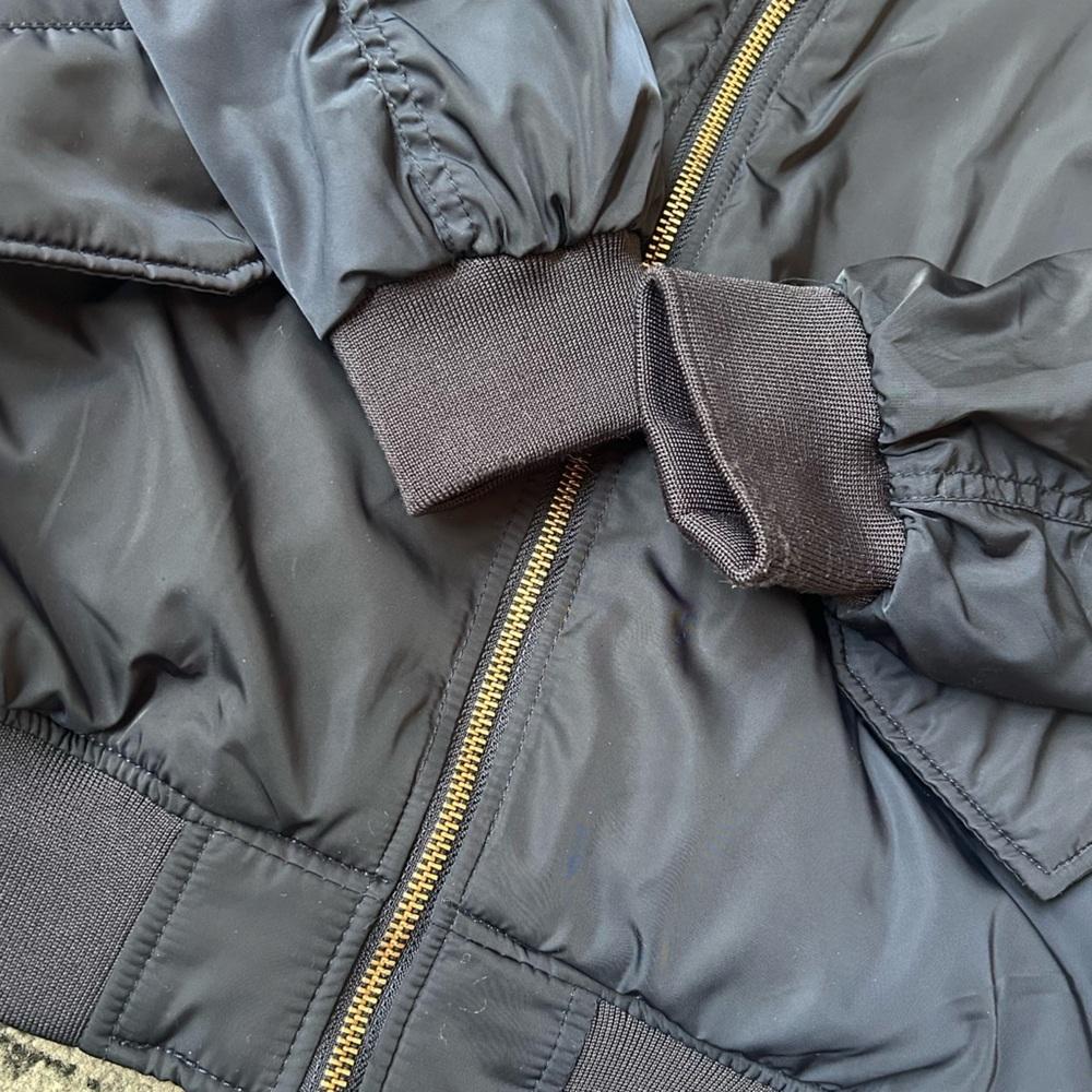 H&M Silky Navy/Gold Bomber Jacket With Ruching - Picture 2 of 10